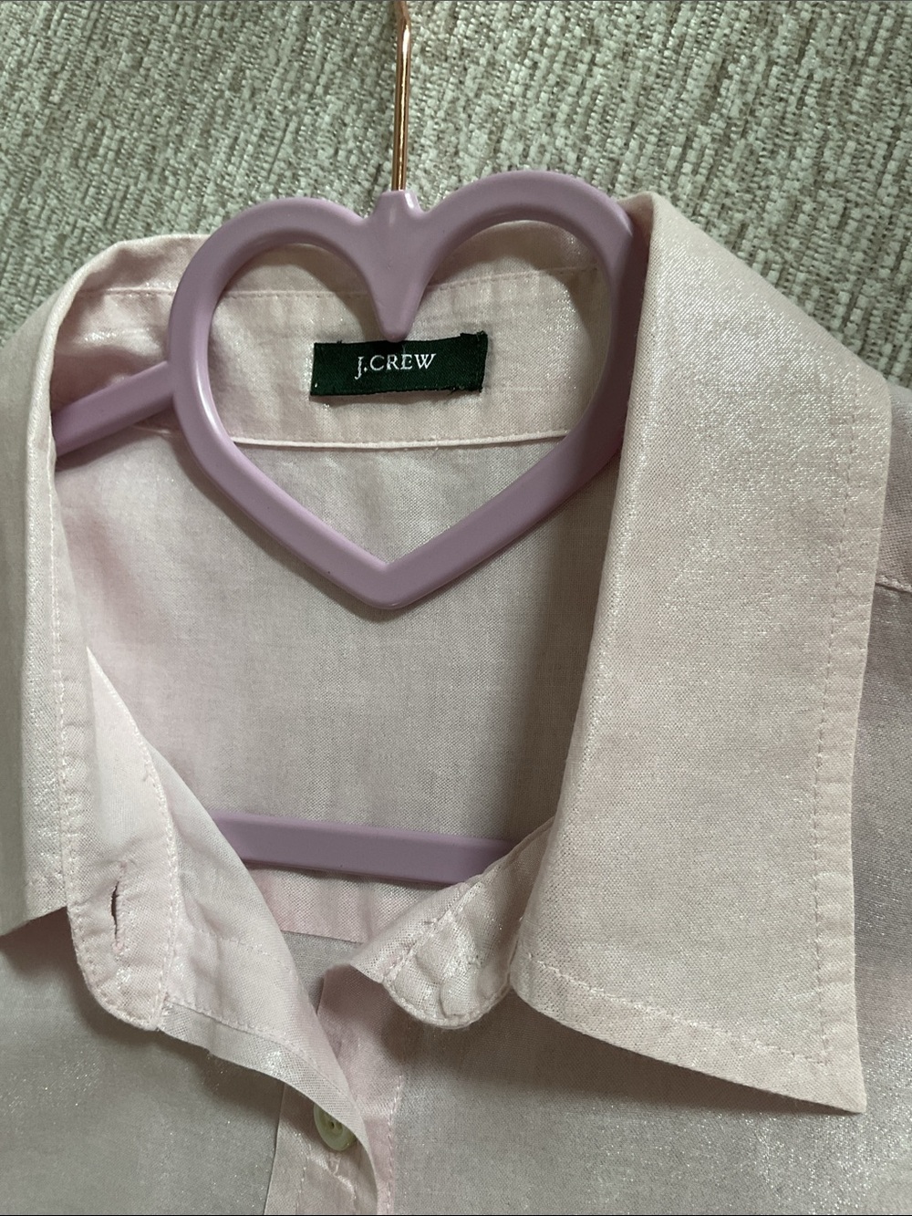 J. Crew Pale Pink Sheen Button-Up Dress Women’s Shirt - Picture 6 of 8